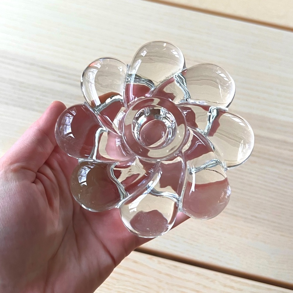 Rad vintage glass bubble flower shaped candlestick holder